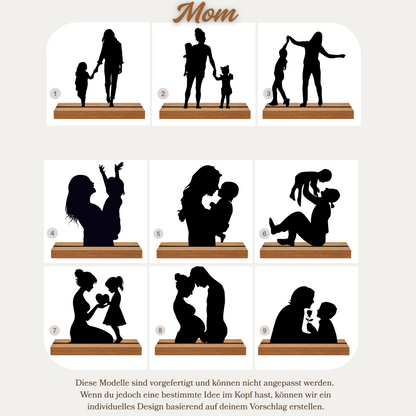 Personalized Acrylic Silhouette with Wooden Base – Mom
